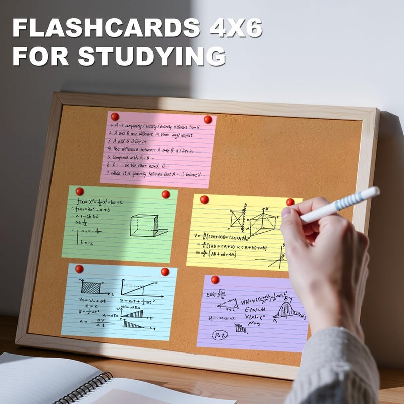 AIFLYAN بطاقات فهرسة 4x6، 200 بطاقة ملاحظة، بطاقات فلاش 4x6 مسطرة للدراسة، بطاقات ملاحظات ملونة 4x6، بطاقات فهرسة ذات جانب واحد مسطرة للدراسة في المدرسة أو المكتب أو المنزل، 5 ألوان، 5 عبوات من 40 ورقة - Image 3
